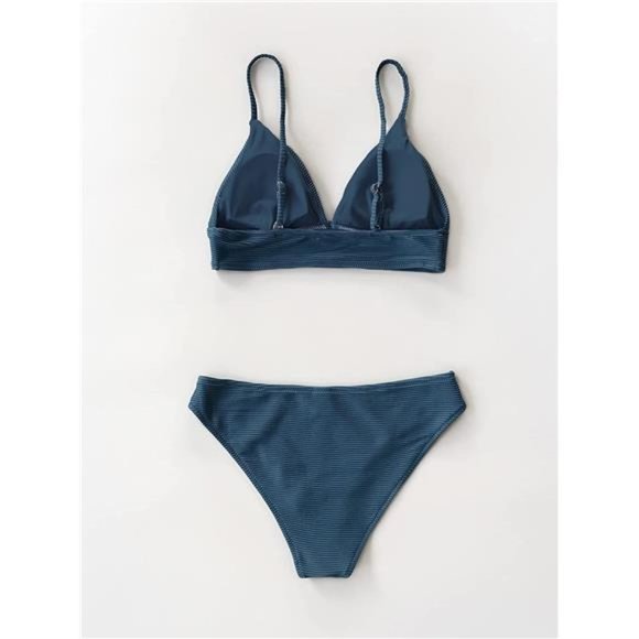 Women Bikini Set Solid Color Sexy Triangle Two Piece Swimsuit - Picture 6 of 6